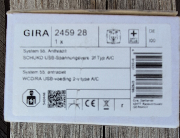 Gira Schuko USB 2f System 55 antrazit